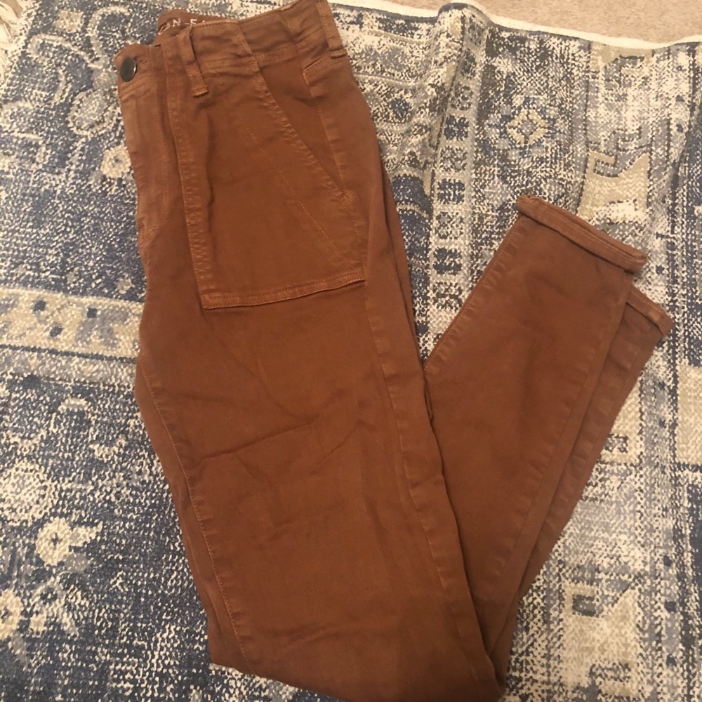 American Eagle dark khaki high waisted jeans